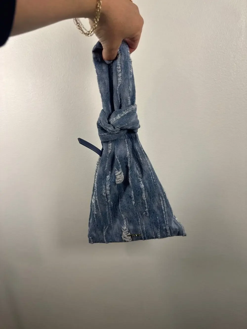 Dolce Vita Distressed Denim Knot Wristlet Pouch, OS